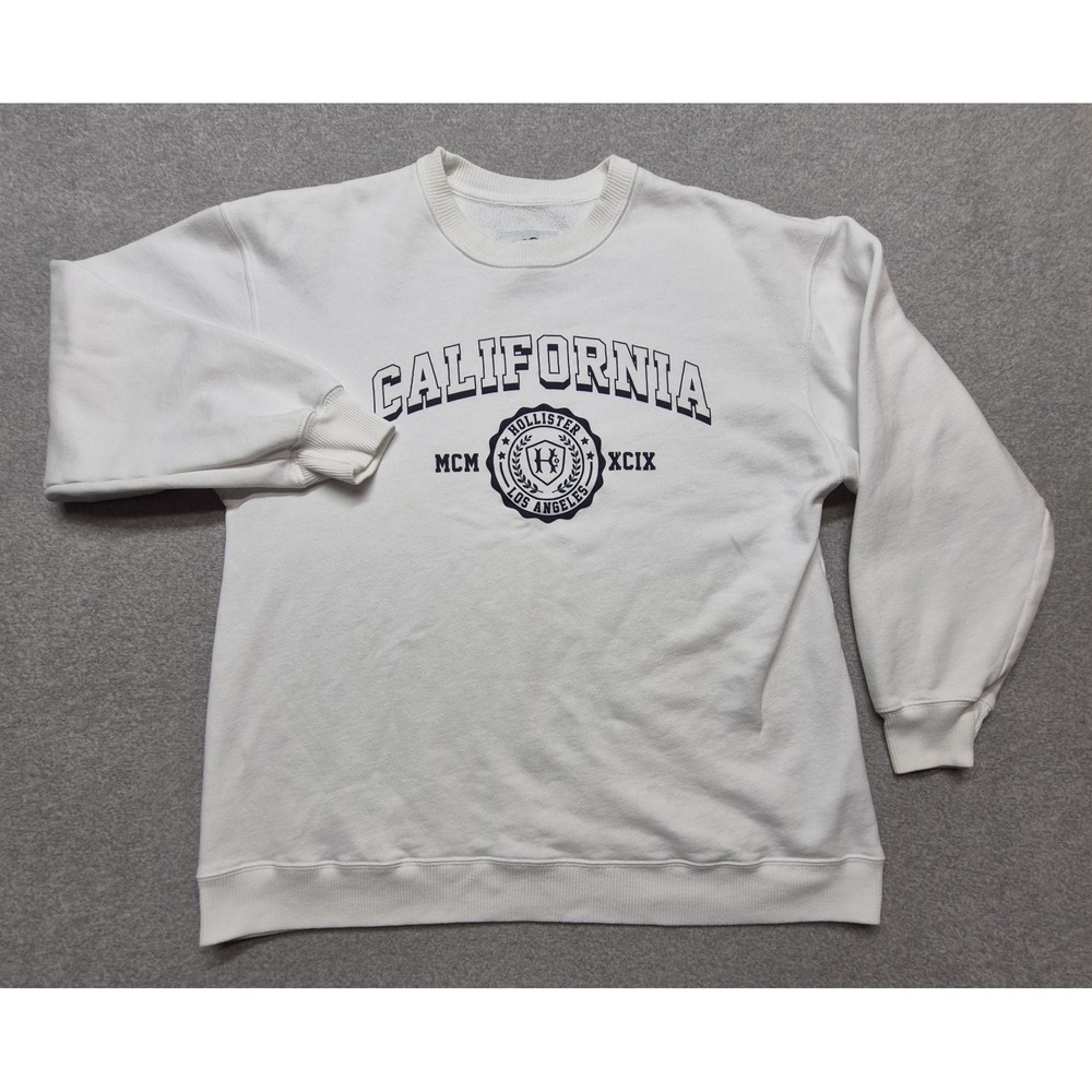 Vtg Hollister California Sweatshirt Mens Medium White Crewneck Graphic Pullover